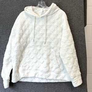RBX Hoodie Sweatshirt Womens Large Quilted Athletic Top White Front Pocket
